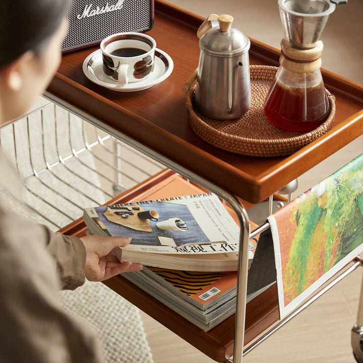 Vintage Boxwood Wheeled Trolley Side Table N PLUS