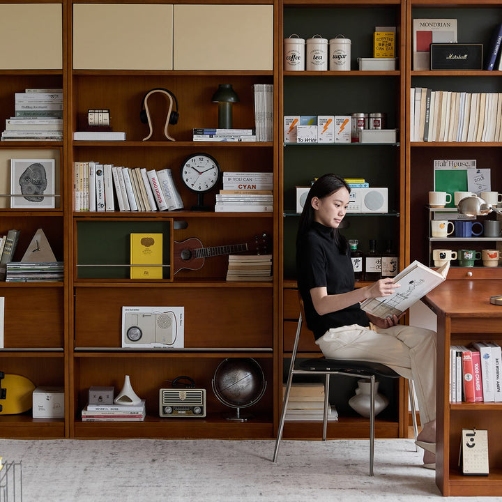 Vintage Boxwood Extendable Study Desk Bookshelf MIES