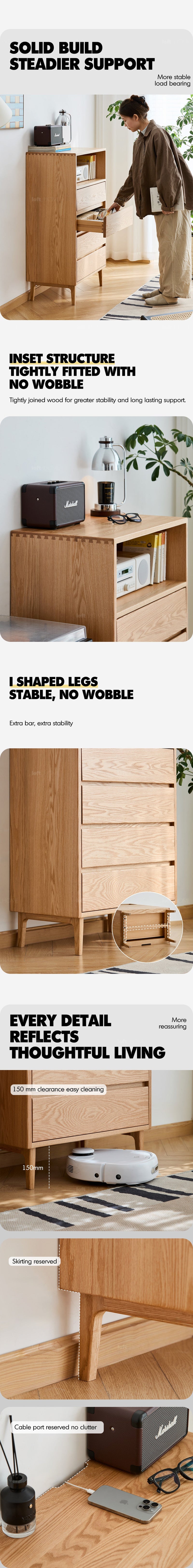 Scandinavian Oak Wood Chest Of 5 Drawers FLOATING LIGHT More Details and Instruction_4