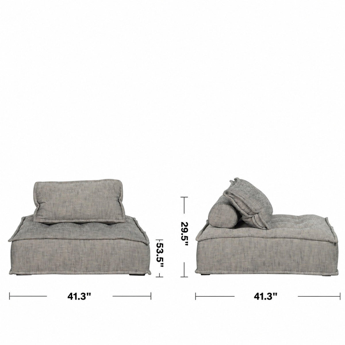 Vintage Fabric 1 Seater Sofa ELEMENT SINGLE Size Chart