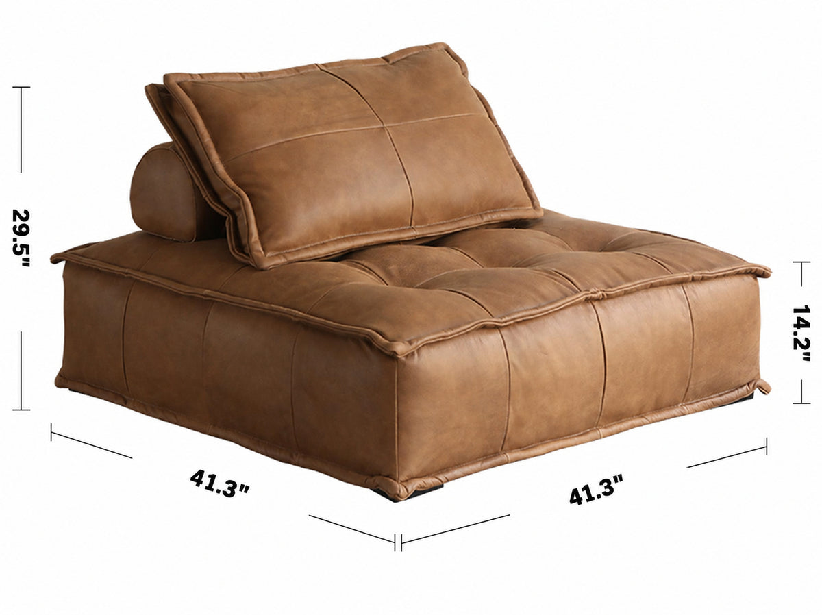 Vintage Genuine Leather 1 Seater Sofa ELEMENT SINGLE Size Chart