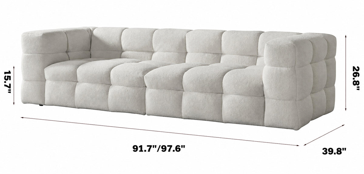Cream Boucle Fabric 3 Seater Sofa BOBA Size Chart
