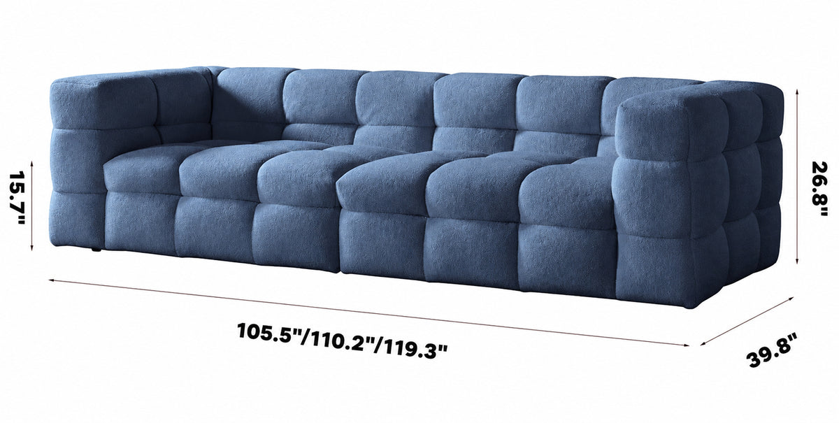 Cream Boucle Fabric 4 Seater Sofa BOBA Size Chart