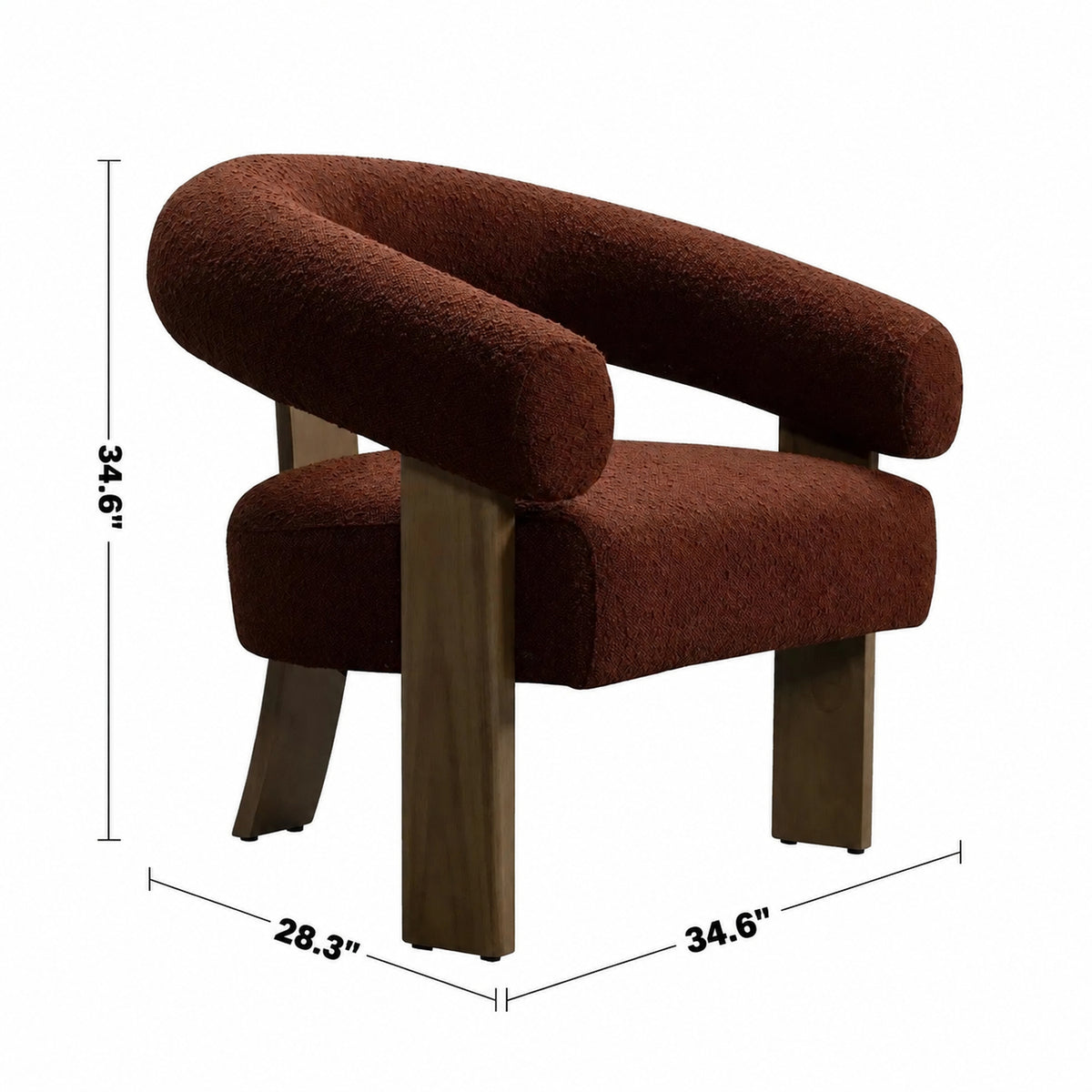 Japandi Boucle Fabric 1 Seater Sofa SERENITY Size Chart