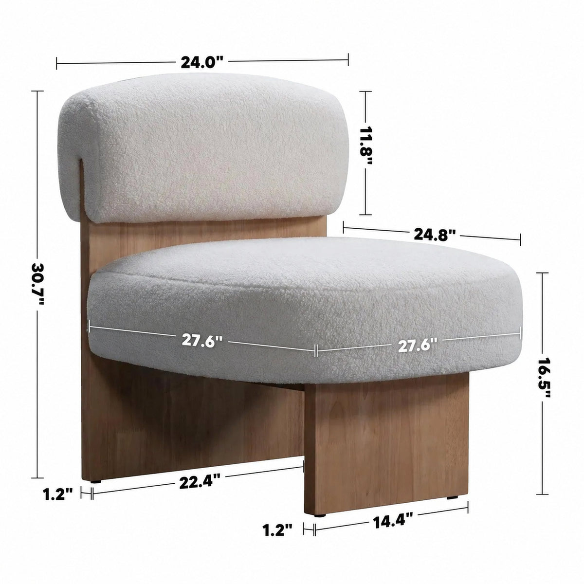 Cream Sherpa Fabric 1 Seater Sofa HYGGE Size Chart