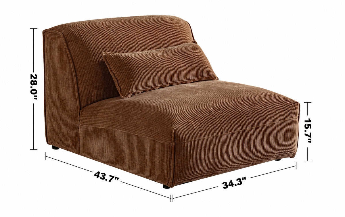 Modern Corduroy Velvet Fabric Modular Armless 1 Seater Sofa OPERA Size Chart