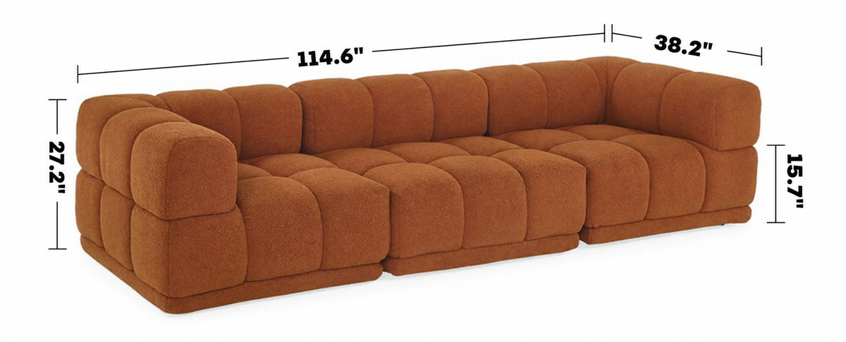 Bauhaus Teddy Fabric Modular 4 Seater Sofa CUBOID Size Chart