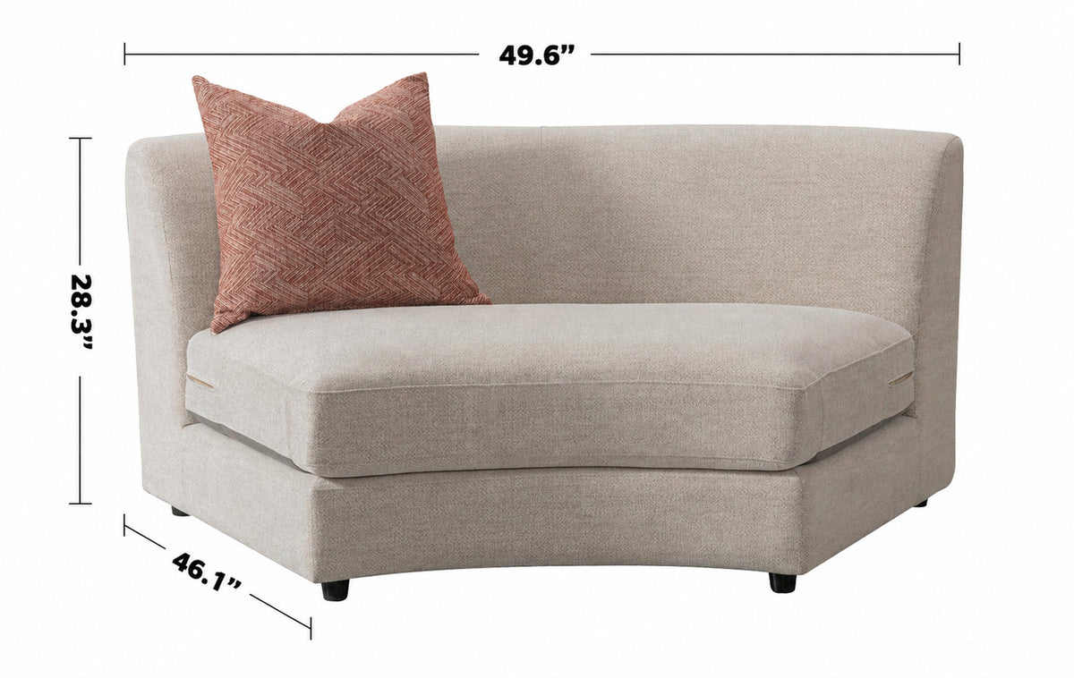 Cream Fabric Modular Armless 1 Seater Sofa GROOVE Size Chart