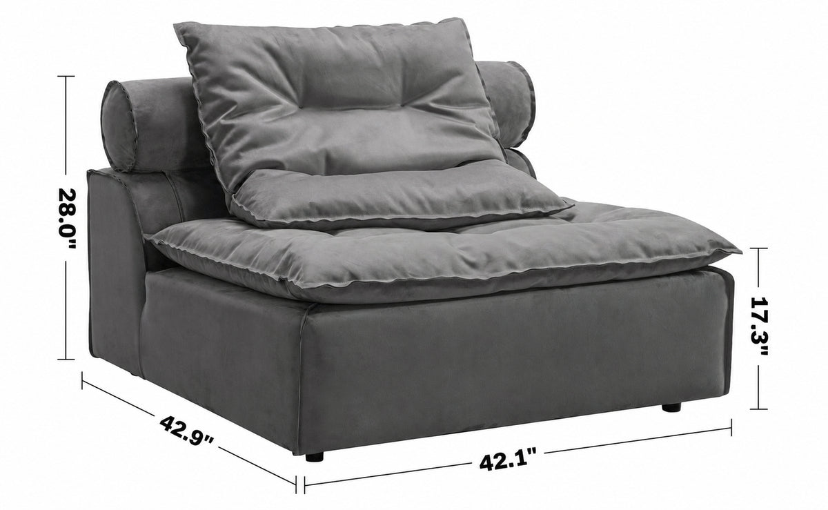 Modern Fabric Modular 1 Seater Sofa WOOLEN Size Chart
