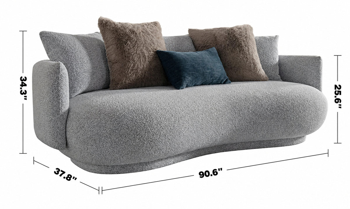 Cream Fabric 3 Seater Sofa HERITAGE Size Chart