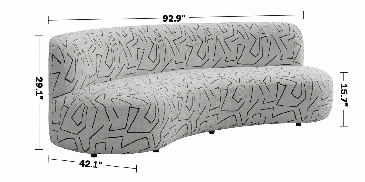 Modern Fabric 3 Seater Sofa NOSTALGIA Size Chart