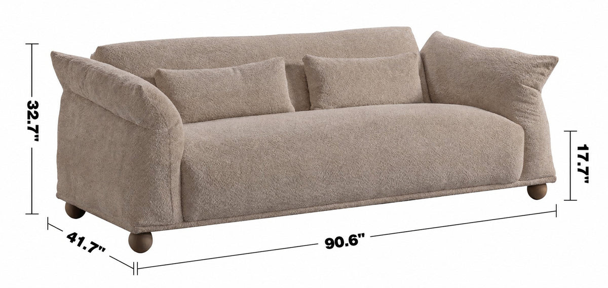 Cream Fabric 3 Seater Sofa FONDUE Size Chart