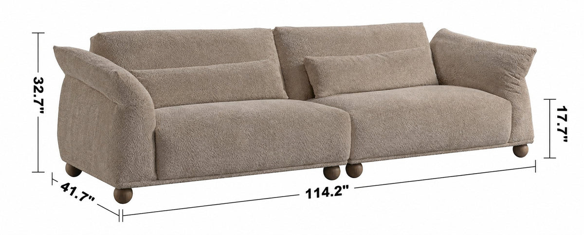 Cream Fabric 4 Seater Sofa FONDUE Size Chart