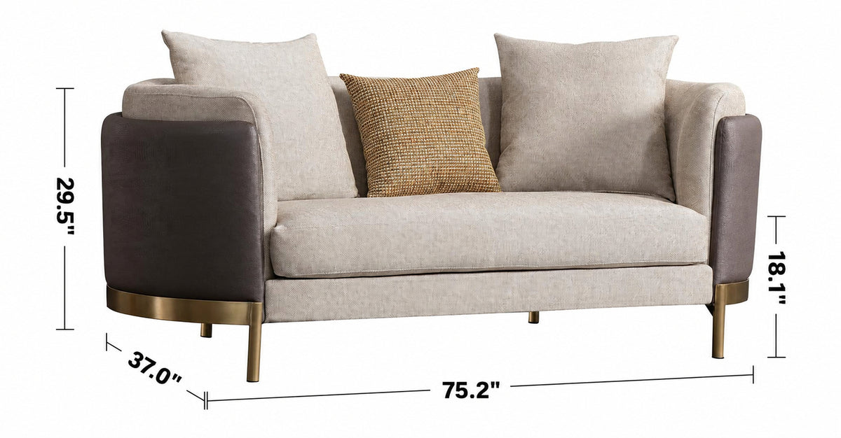 Modern Fabric 2 Seater Sofa GLAMOUR Size Chart
