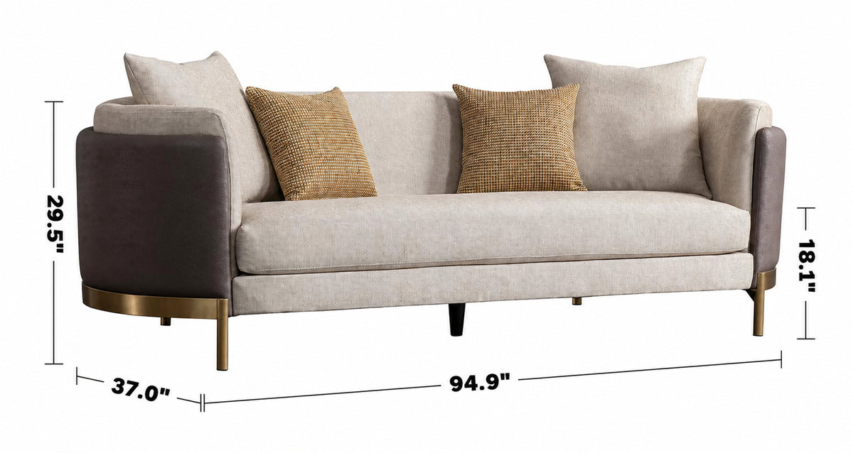 Modern Fabric 3 Seater Sofa GLAMOUR Size Chart