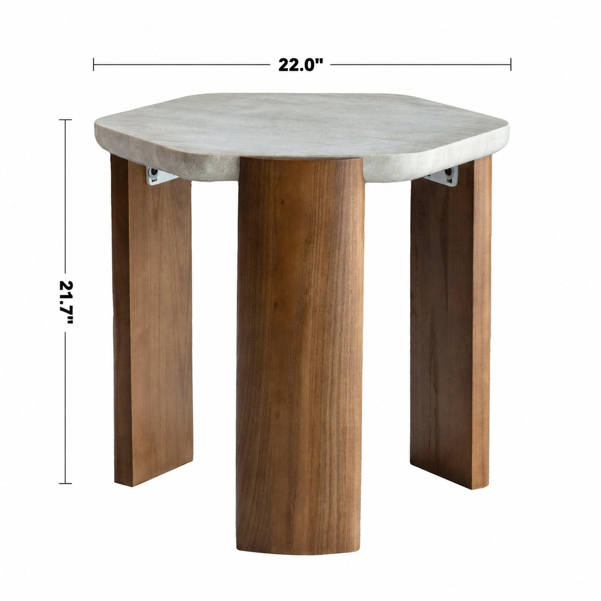 Scandinavian Travertine Stone Side Table TRAWO Size Chart