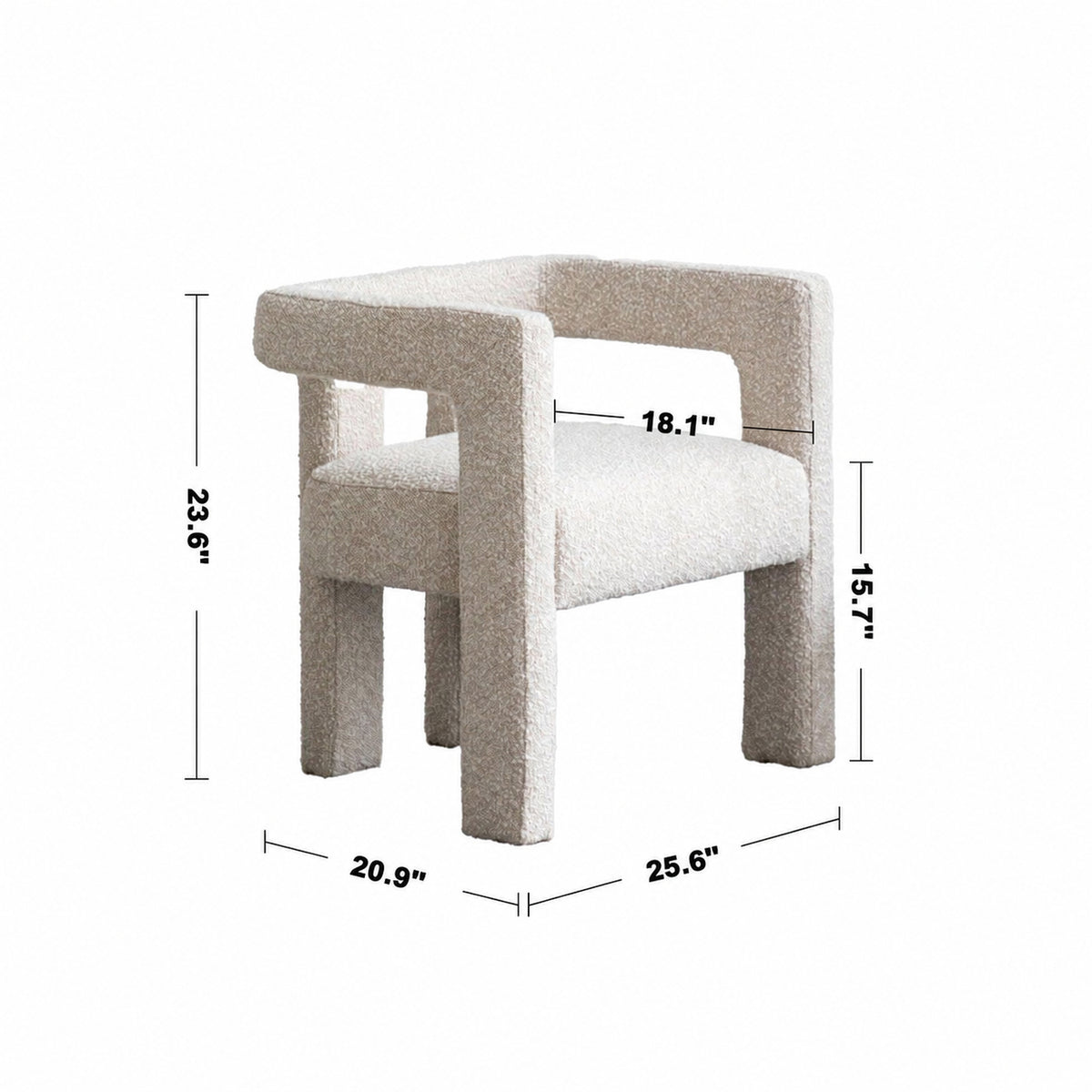 Bauhaus Boucle Fabric Dining Chair WHIM Size Chart