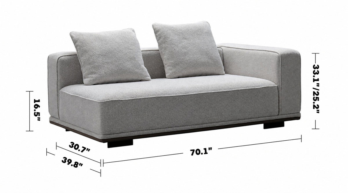 Minimalist Mixed Weave Fabric Modular Corner 2 Seater Sofa ELEGANZA Size Chart