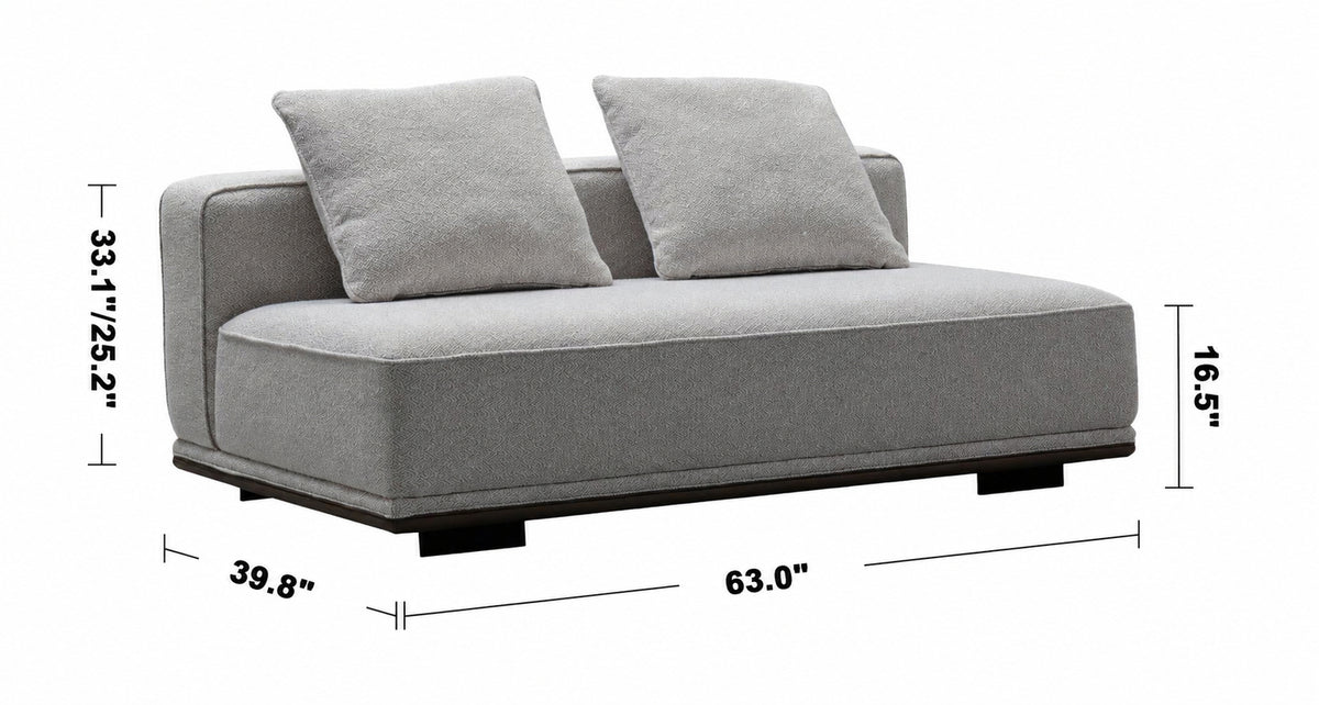 Minimalist Mixed Weave Fabric Modular Armless 2 Seater Sofa ELEGANZA Size Chart