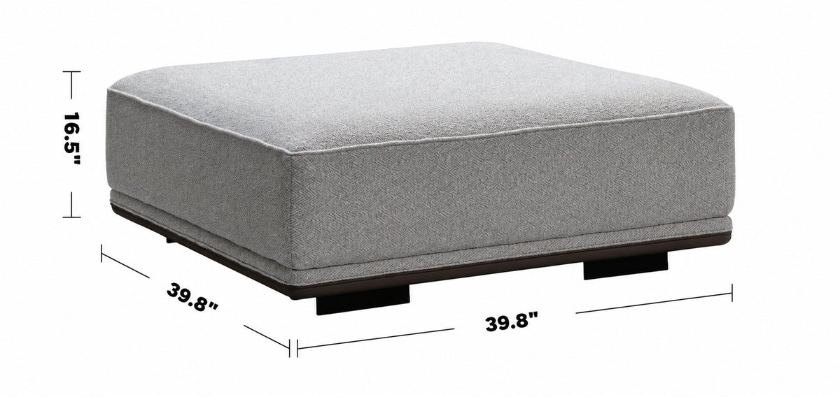 Minimalist Mixed Weave Fabric Modular Ottoman ELEGANZA Size Chart