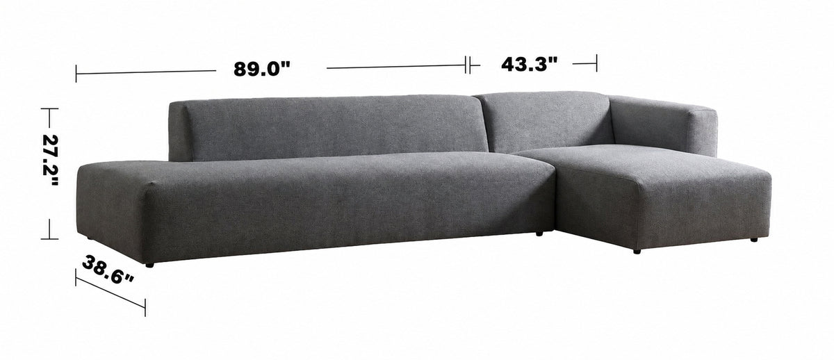 Minimalist Mixed Weave Fabric L Shape Sectional Sofa PAVILION 3+L Size Chart