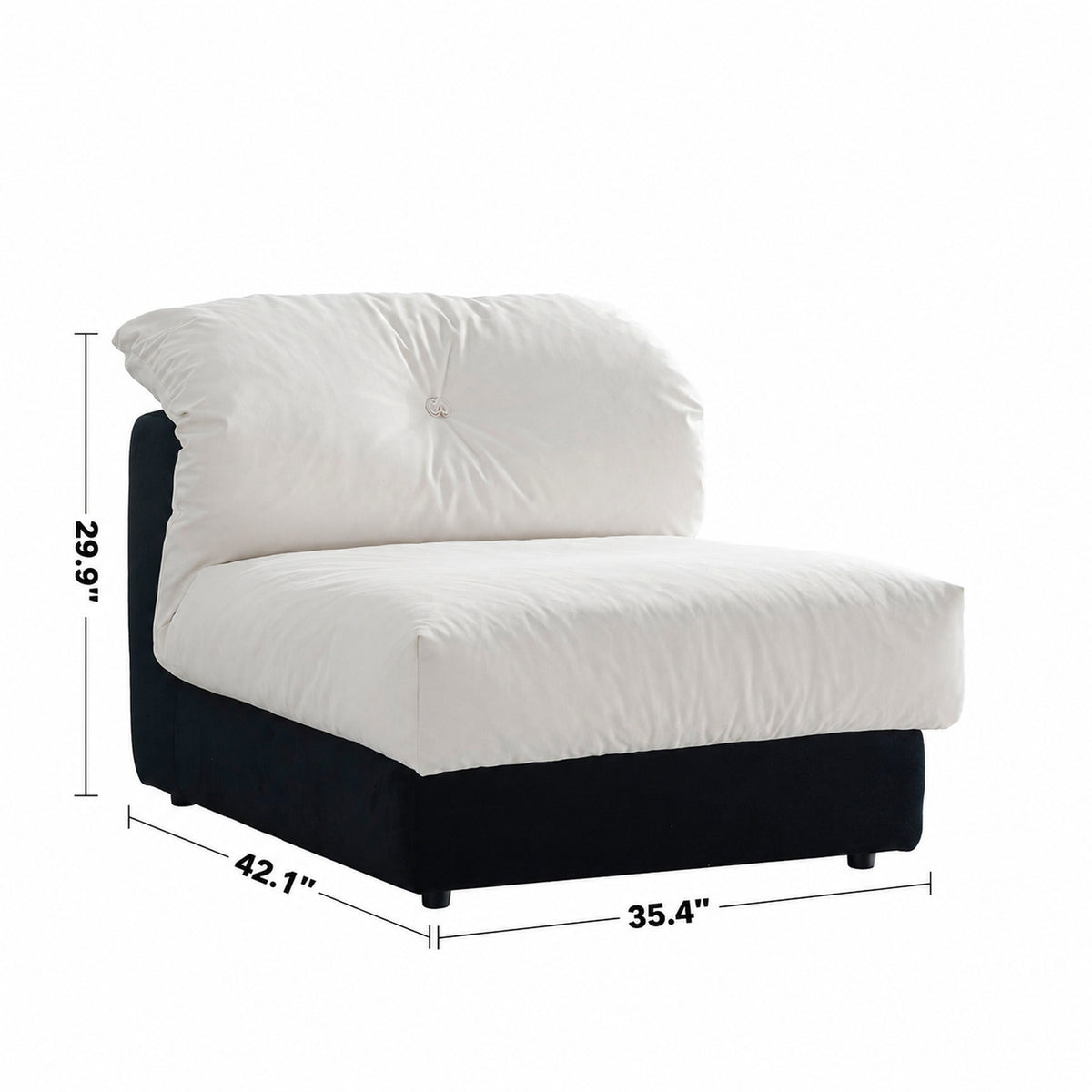 Cream Suede Fabric Armless 1 Seater Sofa CAMELLIA Size Chart