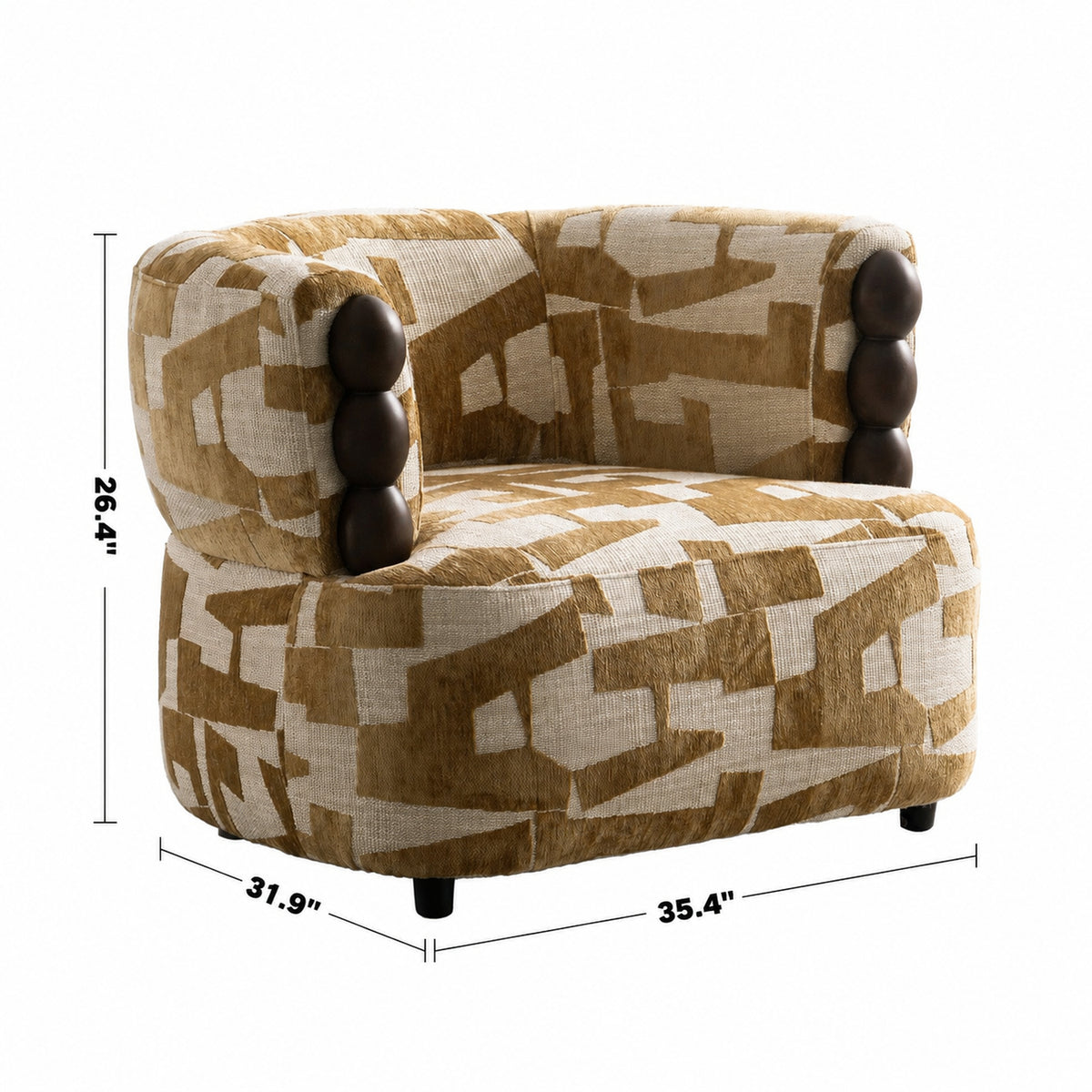 Modern Mixed Weave Fabric 1 Seater Sofa PUFF Size Chart