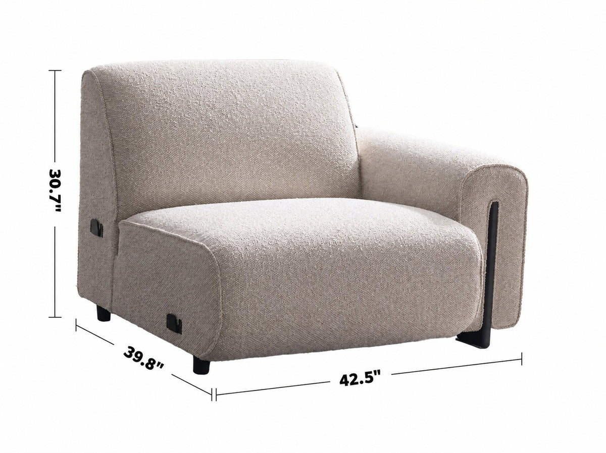 Minimalist Boucle Fabric Modular Corner 1 Seater Sofa COLLE Size Chart