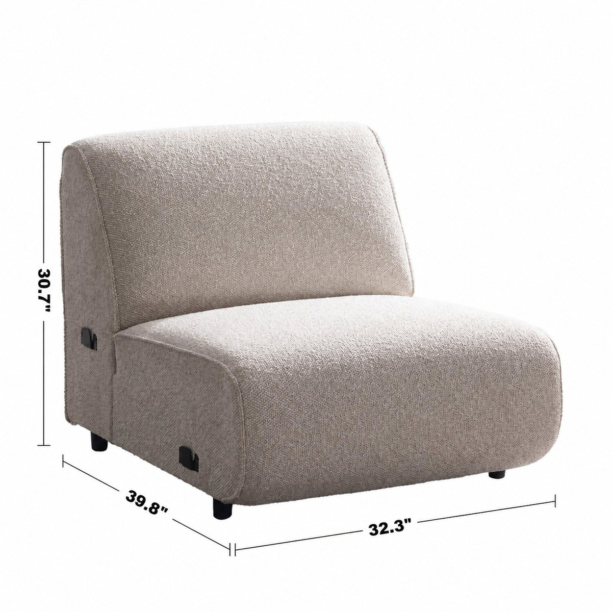 Minimalist Boucle Fabric Modular Armless 1 Seater Sofa COLLE Size Chart
