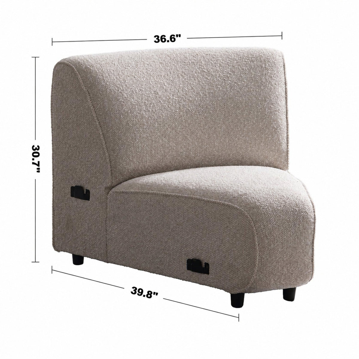Minimalist Boucle Fabric Modular Joint Connection 1 Seater Sofa COLLE Size Chart