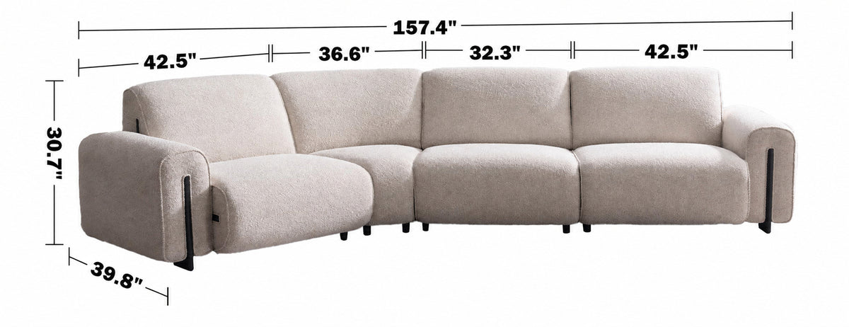 Minimalist Boucle Fabric Modular L Shape Sectional Sofa COLLE 3+L Size Chart