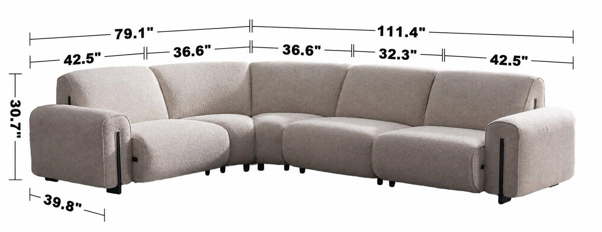 Minimalist Boucle Fabric Modular L Shape Sectional Sofa COLLE 4+L Size Chart