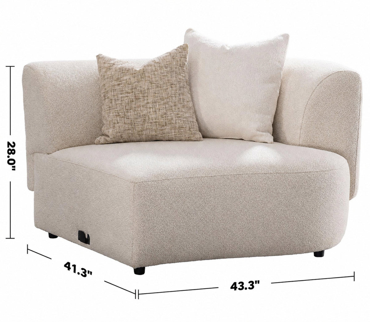 Scandinavian Boucle Fabric Modular Corner 1 Seater Sofa RENE Size Chart