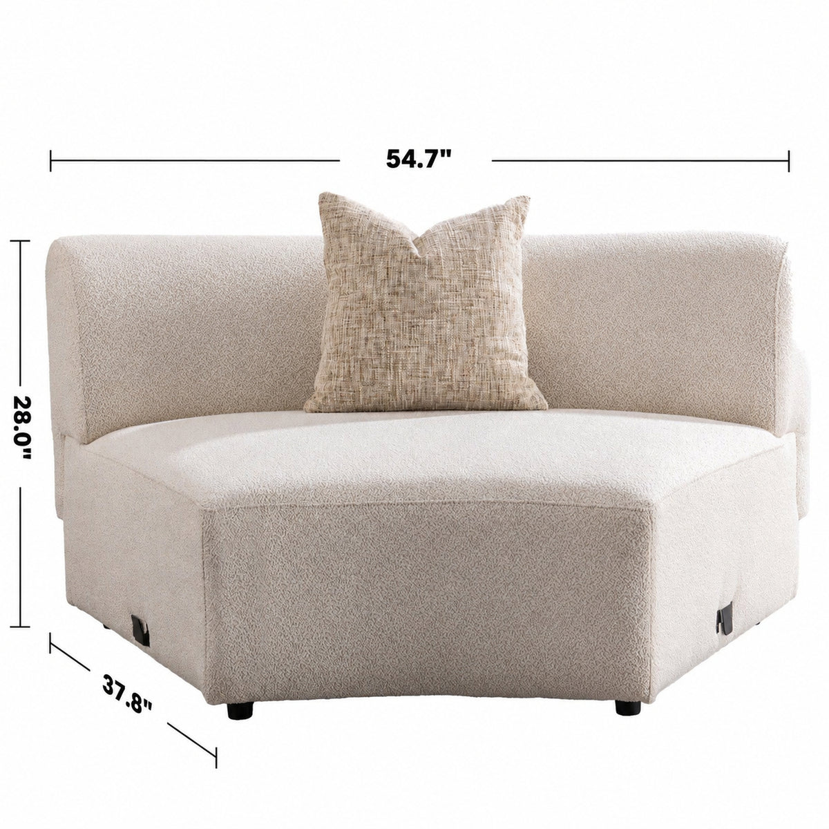 Scandinavian Boucle Fabric Modular Joint Connection 1 Seater Sofa RENE Size Chart