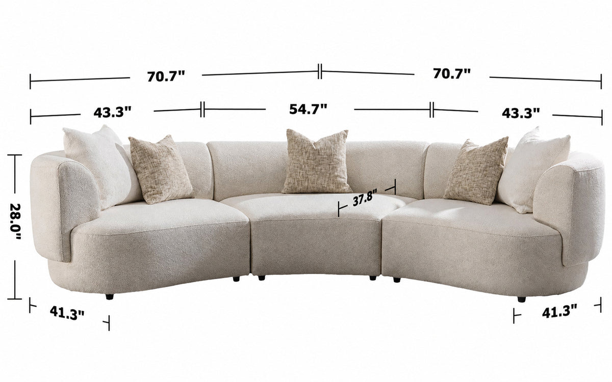 Scandinavian Boucle Fabric Modular 4 Seater Sofa RENE Size Chart