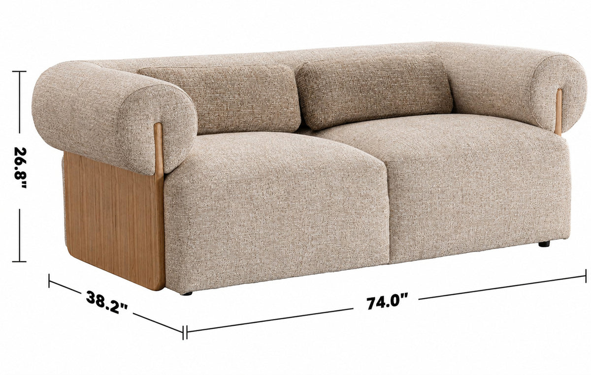 Scandinavian Mixed Weave Fabric 2 Seater Sofa LANGE Size Chart