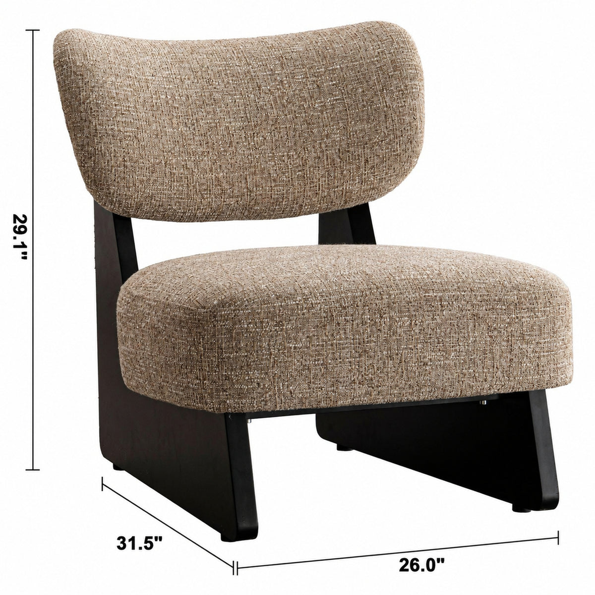 Japandi Mixed Weave Fabric 1 Seater Sofa LANGE Size Chart