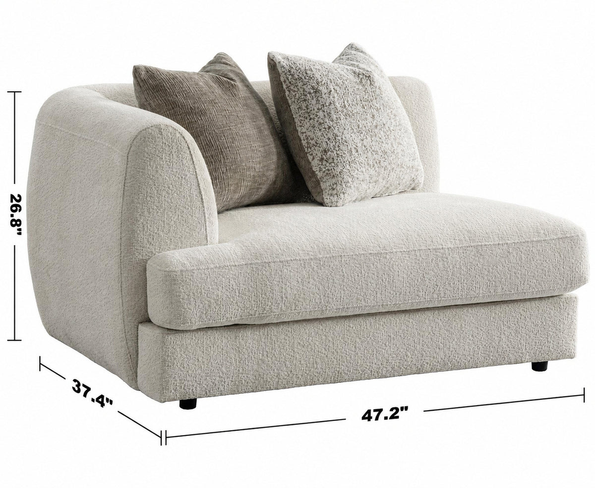 Minimalist Velvet Fabric Modular Corner 1 Seater Sofa FABLE Size Chart