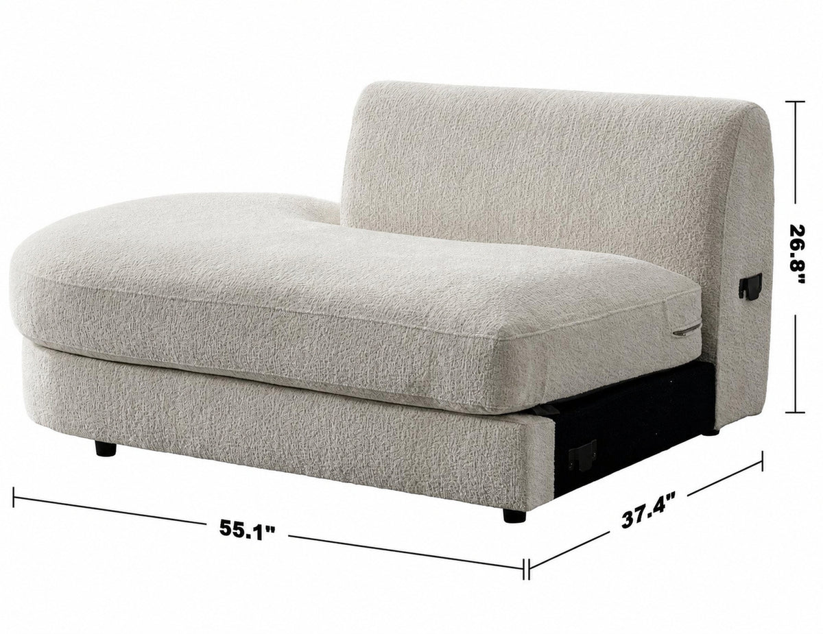 Minimalist Velvet Fabric Modular Chaise 2 Seater Sofa FABLE Size Chart