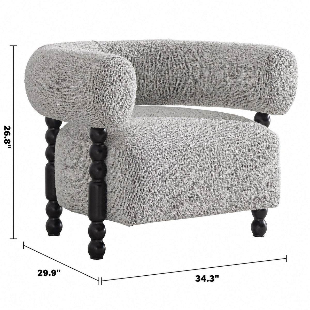 Japandi Boucle Fabric 1 Seater Sofa AMARAH Size Chart