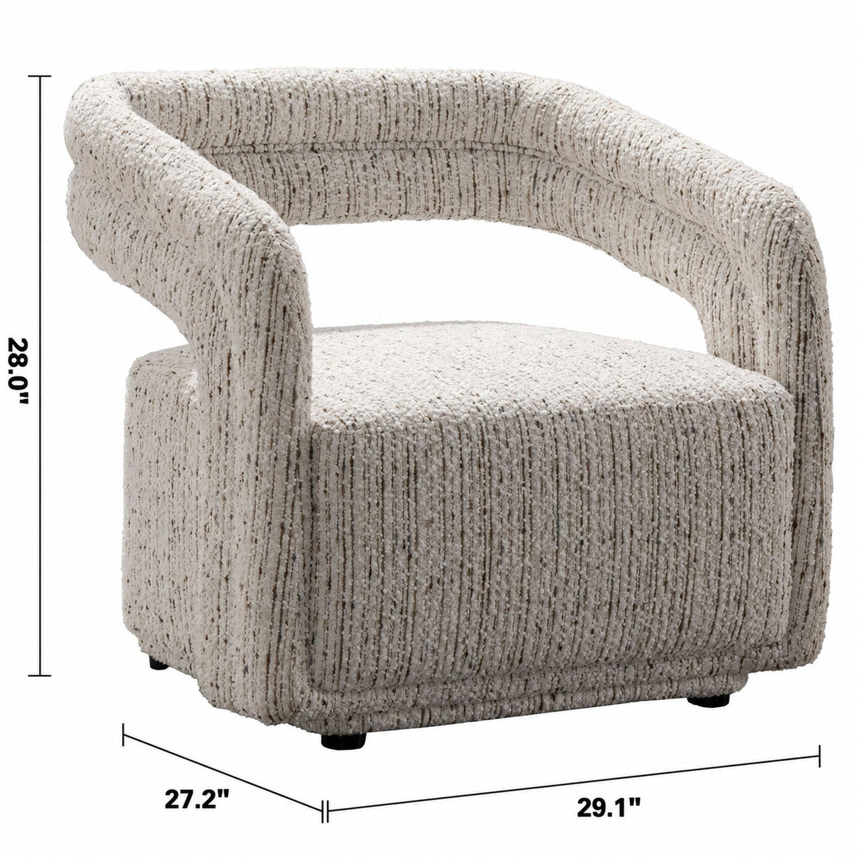 Modern Boucle Fabric 1 Seater Sofa KABURI Size Chart