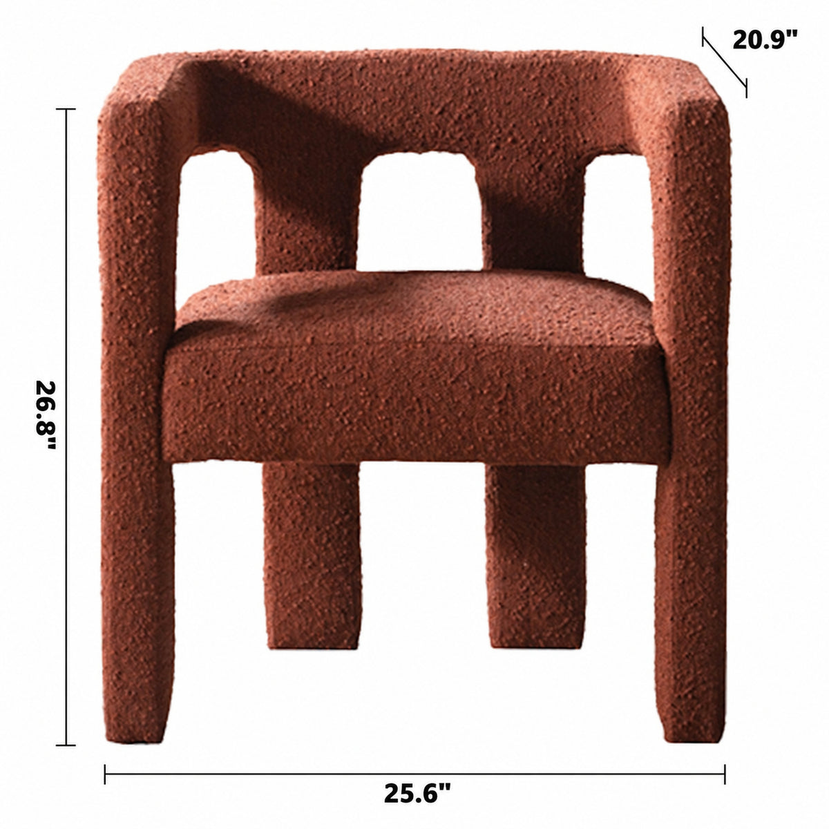 Cream Boucle Fabric Dining Chair SIENNA Size Chart