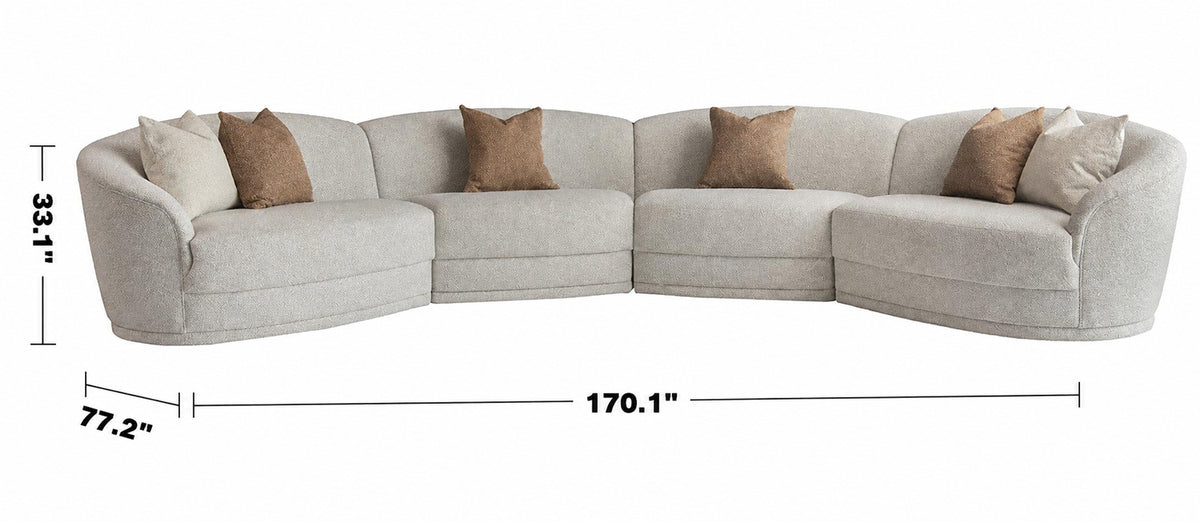 Modern Boucle Fabric Modular Sectional 6 Seater Sofa CURVA Size Chart