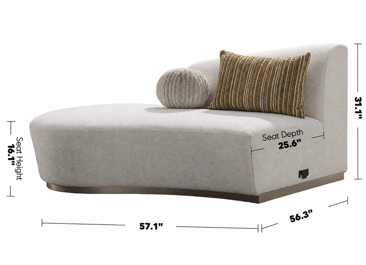 Modern Boucle Fabric Modular Chaise 2 Seater Sofa LOOMI Size Chart