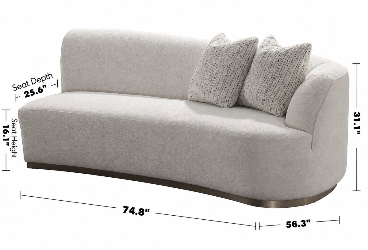 Modern Boucle Fabric Modular Corner 2 Seater Sofa LOOMI Size Chart