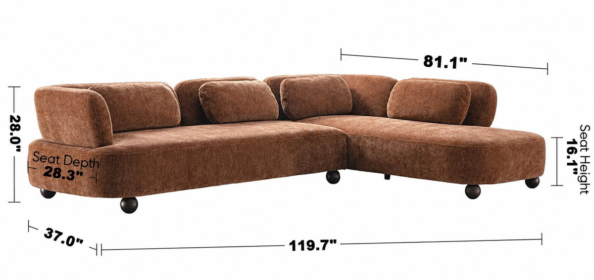 Cream Velvet Fabric Modular L Shape Sectional Sofa 4+L BUBBA Size Chart