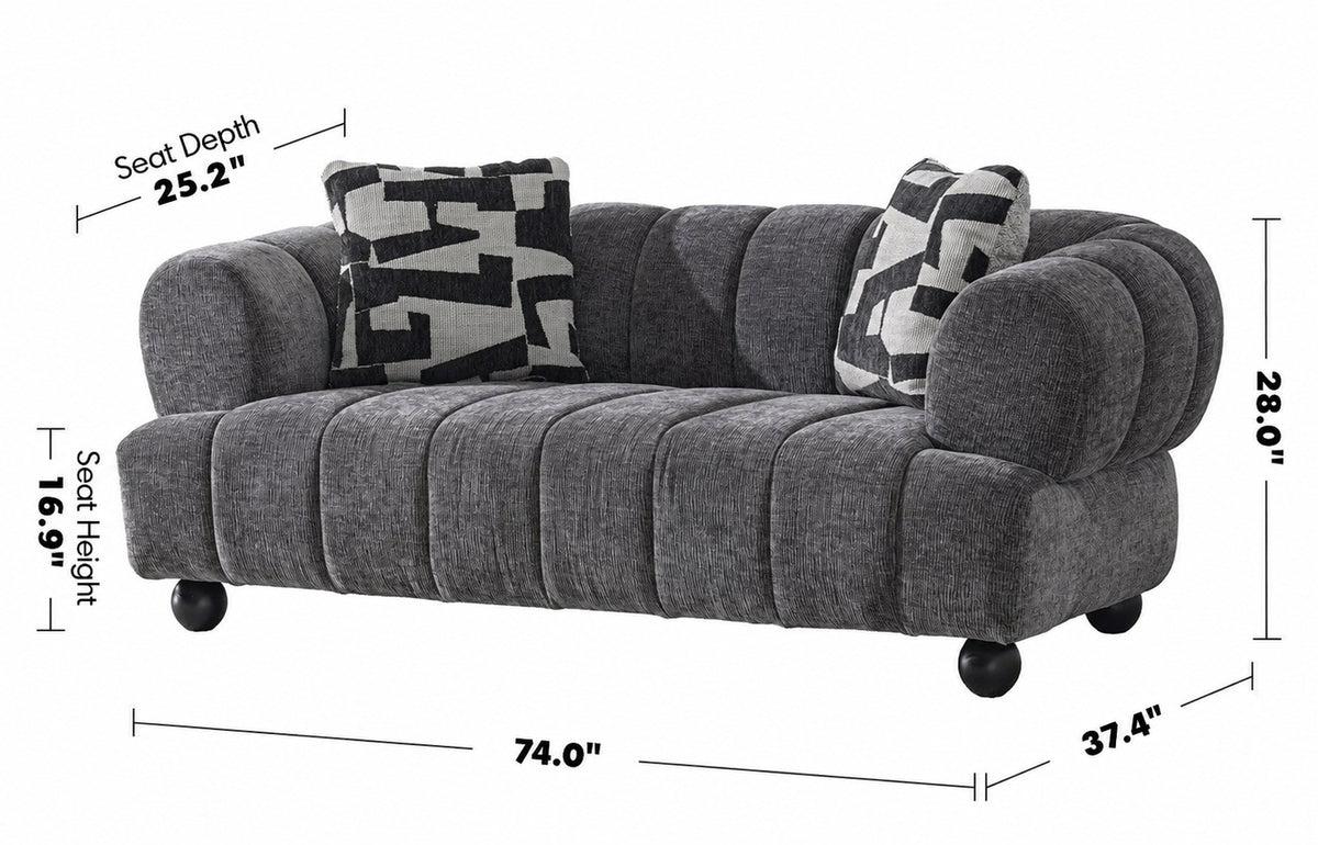 Modern Velvet Fabric 2 Seater Sofa RAVEN Size Chart