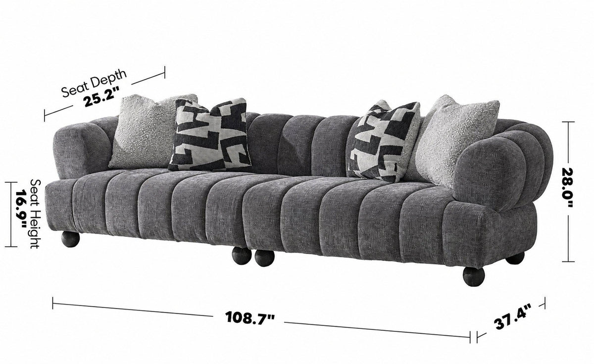 Modern Velvet Fabric Sectional 4 Seater Sofa RAVEN Size Chart