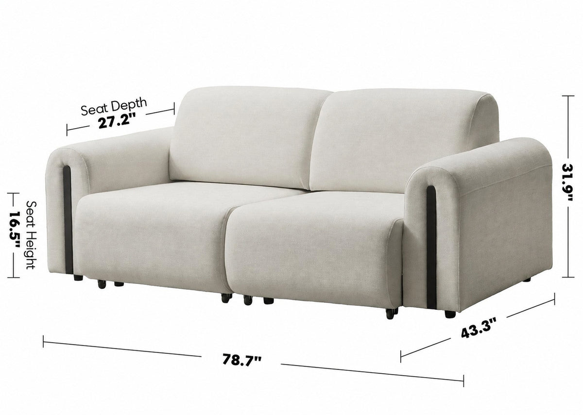 Minimalist Mixed Weave Fabric Electional Sectional 2 Seater Sofa Bed PLAINA Size Chart
