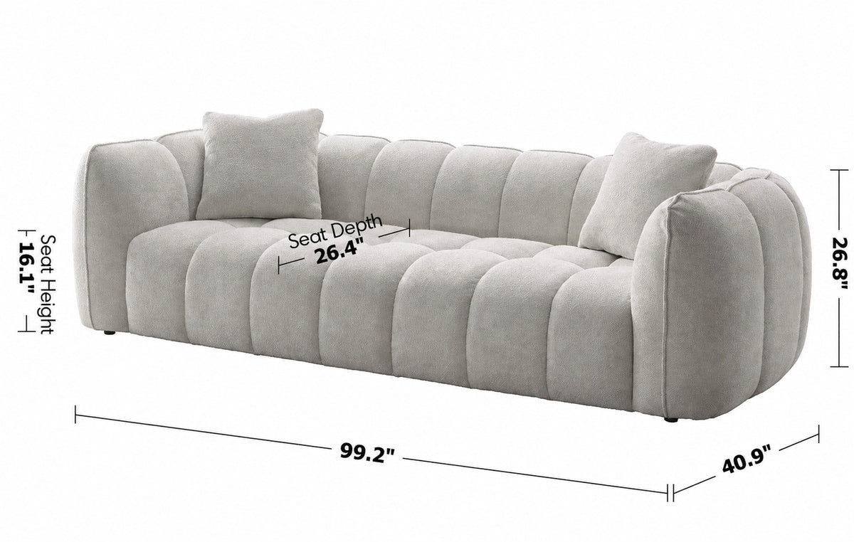 Cream Mixed Weave Fabric 4 Seater Sofa PUDDY Size Chart